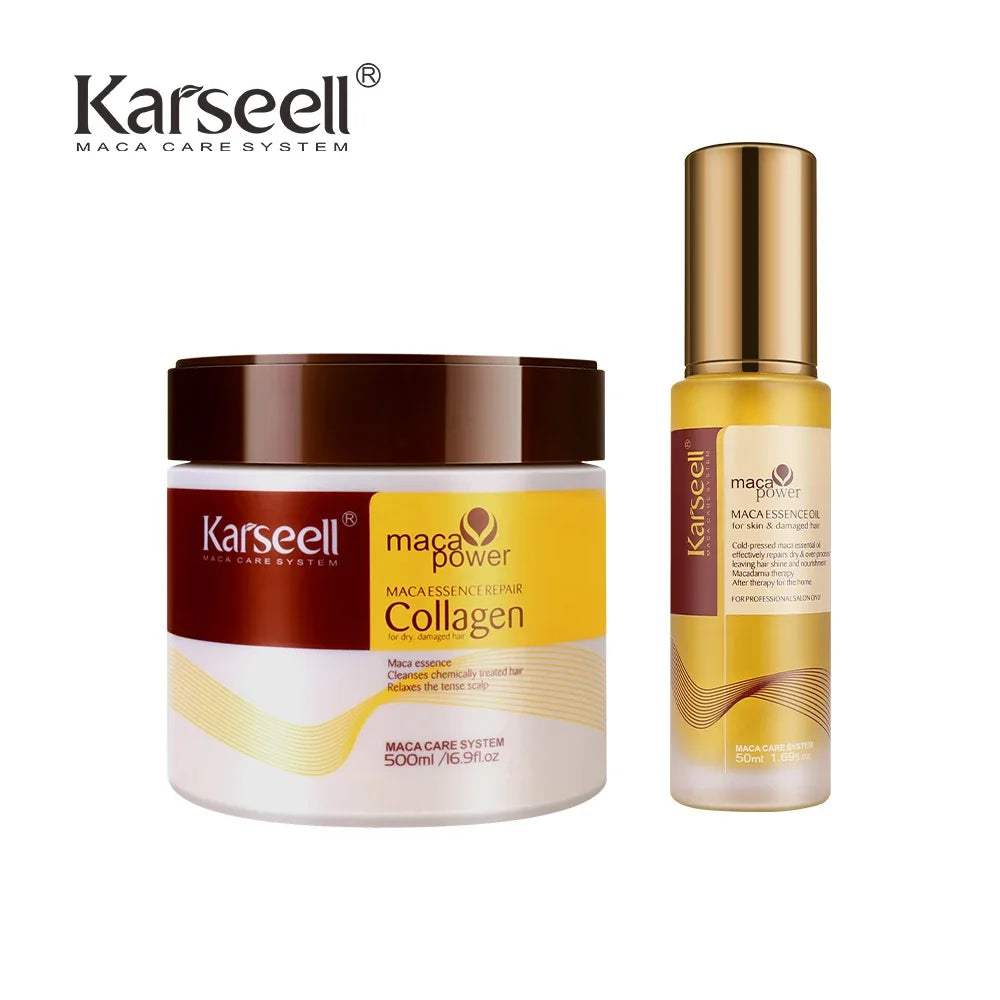 Collagen Hair Treatment Deep Repair Hair Mask 500Ml + Argan Oil Hair Serum 50Ml for Dry Damaged Hair All Hair Types