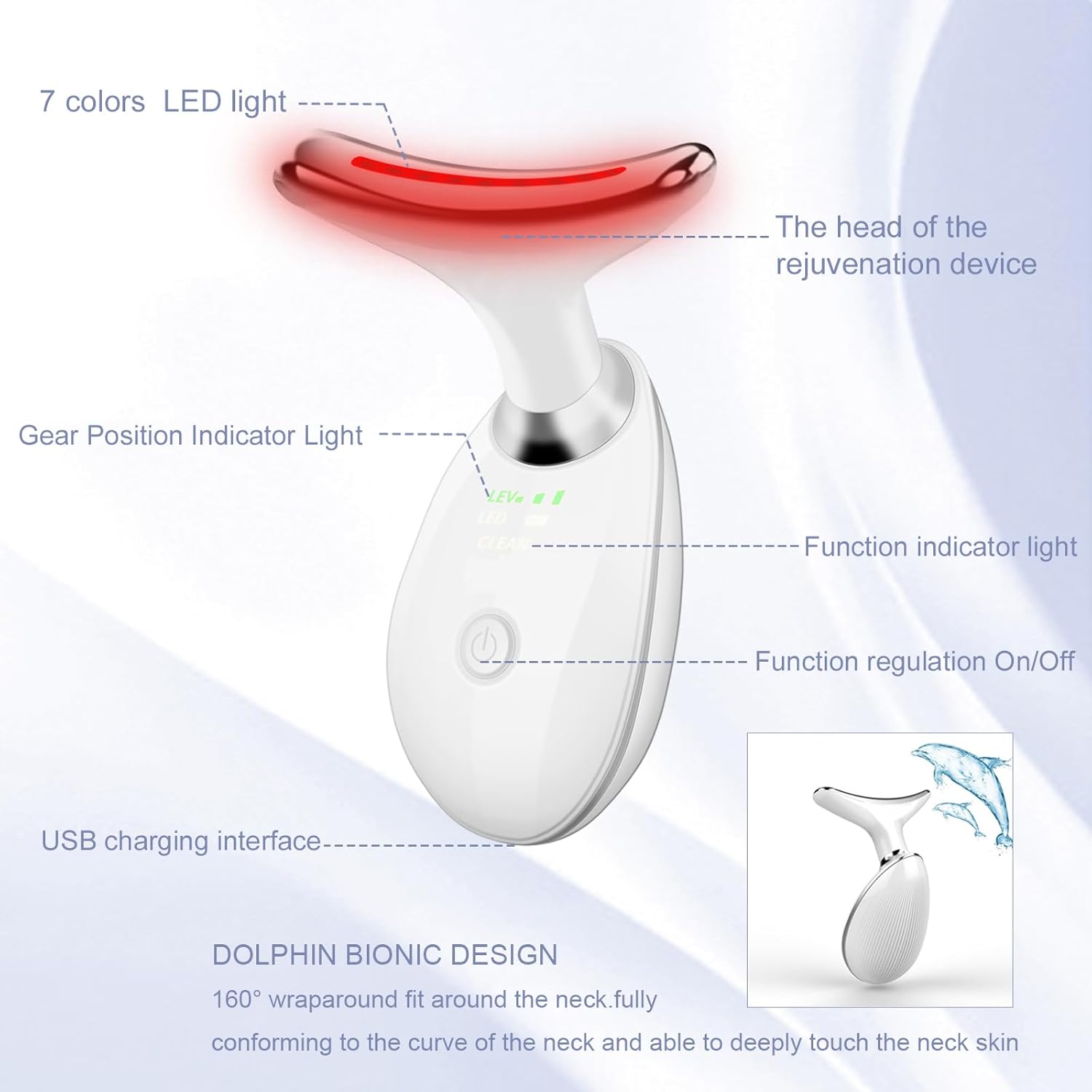 Facial Massager,7 Color LED Light Therapy for Face and Neck,Portable Beauty Skin Care Tools