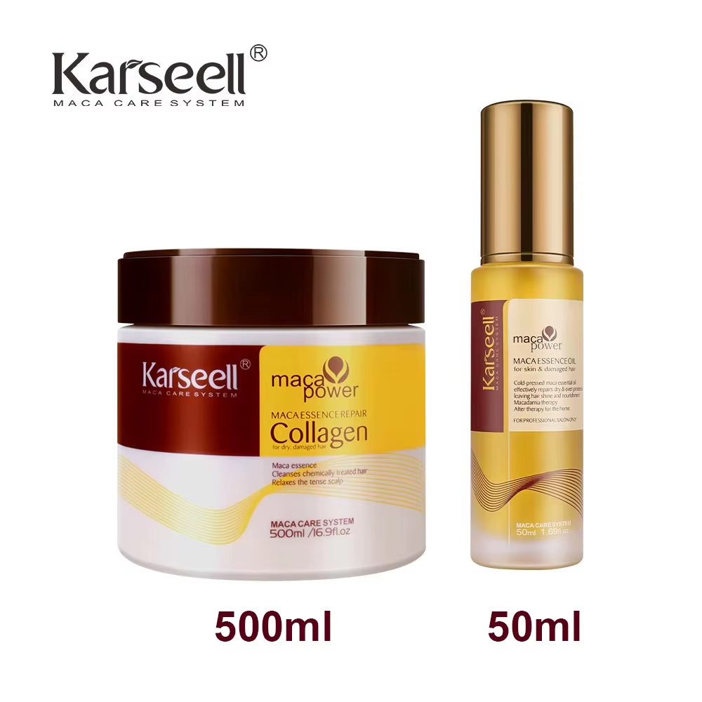 Collagen Hair Treatment Deep Repair Hair Mask 500Ml + Argan Oil Hair Serum 50Ml for Dry Damaged Hair All Hair Types