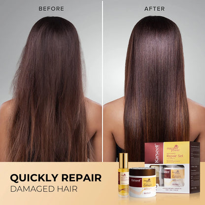 Collagen Hair Treatment Deep Repair Hair Mask 500Ml + Argan Oil Hair Serum 50Ml for Dry Damaged Hair All Hair Types